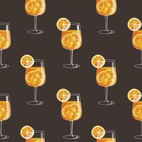 aperol spritz álcool coquetel com uma citrino laranja fatia decoração desatado padronizar vetor