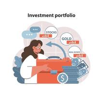 investimento portfólio conceito. plano vetor ilustração