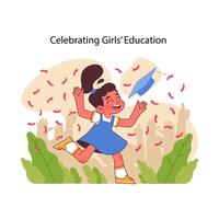 a comemorar meninas Educação conceito. plano vetor ilustração
