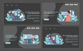 cuidados com a pele inovação rede elementos. ai e máquina aprendizado, Sol proteção. vetor