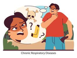 respiratório saúde preocupação. plano vetor ilustração.