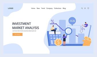 mercado análise rede ou pousar. investimento mercado análise, tendência manchando vetor