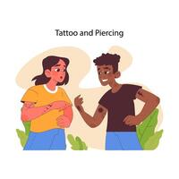 tatuagem e piercing conceito. plano vetor ilustração