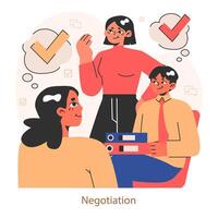 o negócio acordo ou acordo. negociação. opiniões, interesses e pontos vetor