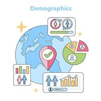 demografia análise conceito. plano vetor ilustração