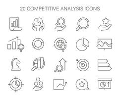 ícone conjunto para competitivo análise. essencial visual Ferramentas para mercado pesquisar. vetor