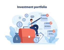 investimento portfólio conceito. plano vetor ilustração