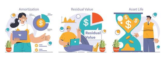 amortização e depreciação definir. calculando a valor para o negócio ativos vetor