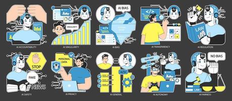 ai ética Sombrio ou noite modo definir. artificial inteligência alinhamento vetor