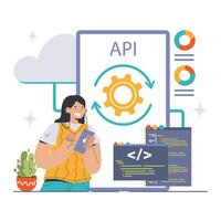 api tecnologia conceito. plano vetor ilustração