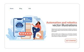 automação e robótica. uma moderno varejo panorama com robótica. vetor