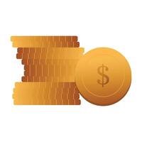 pilha do ouro moedas dinheiro pilha moeda dólar isolado vetor ilustração