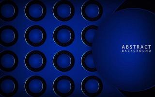 camada de sobreposição de fundo geométrico 3d abstrato no espaço escuro com decoração de efeito de corte de círculo de metal azul. elemento de modelo moderno estilo futuro para panfleto, banner, capa, folheto ou página de destino vetor
