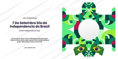 Brasil independência dia bandeira dentro colorida moderno geométrico estilo. nacional independência dia cumprimento cartão cobrir com tipografia. vetor ilustração para nacional feriado celebração festa