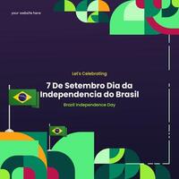 Brasil independência dia bandeira dentro colorida moderno geométrico estilo. nacional independência dia cumprimento cartão quadrado bandeira com tipografia. vetor ilustração para nacional feriado celebração festa