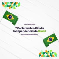Brasil independência dia bandeira dentro colorida moderno geométrico estilo. nacional independência dia cumprimento cartão quadrado bandeira com tipografia. vetor ilustração para nacional feriado celebração festa