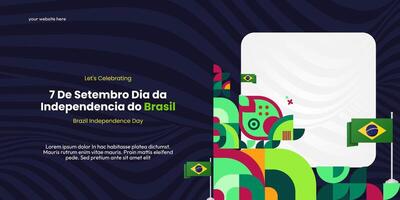 Brasil independência dia bandeira dentro colorida moderno geométrico estilo. nacional independência dia cumprimento cartão cobrir com tipografia. vetor ilustração para nacional feriado celebração festa