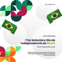 Brasil independência dia bandeira dentro colorida moderno geométrico estilo. nacional independência dia cumprimento cartão quadrado bandeira com tipografia. vetor ilustração para nacional feriado celebração festa