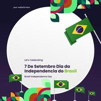 Brasil independência dia bandeira dentro colorida moderno geométrico estilo. nacional independência dia cumprimento cartão quadrado bandeira com tipografia. vetor ilustração para nacional feriado celebração festa