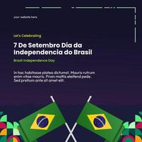 Brasil independência dia bandeira dentro colorida moderno geométrico estilo. nacional independência dia cumprimento cartão quadrado bandeira com tipografia. vetor ilustração para nacional feriado celebração festa