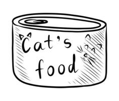 Preto e branco vetor desenhando do enlatado Comida latas para uma gato