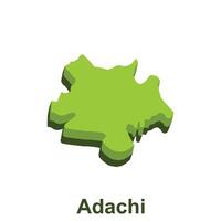 Adachi cidade mapa com simples Projeto em verde, vetor ilustração em branco fundo