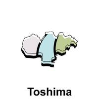 detalhado mapa Toshima dentro rosa, borrão, verde cores, vetor modelo