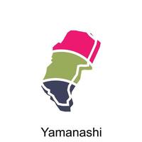 mapa do yamanashi colorida projeto, regiões do a país. vetor ilustração
