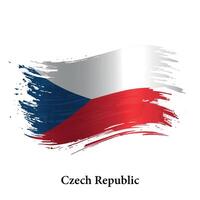 grunge bandeira do tcheco república, escova acidente vascular encefálico vetor