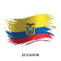 grunge bandeira do Equador, escova acidente vascular encefálico vetor