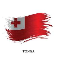 grunge bandeira do tonga, escova acidente vascular encefálico vetor