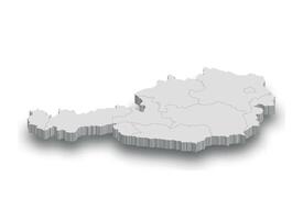 3d Áustria branco mapa com regiões isolado vetor