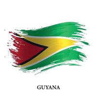 grunge bandeira do Guiana, escova acidente vascular encefálico vetor