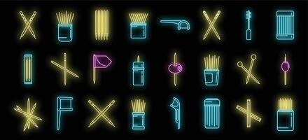 conjunto de ícones de palito de dente vetor neon