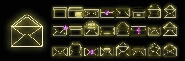 conjunto de ícones de envelope vector neon