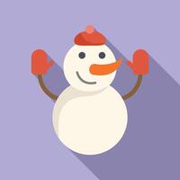 sorrir boneco de neve com luvas ícone plano vetor. feriado feliz vetor