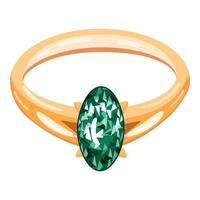 verde gema diamante anel ícone desenho animado vetor. senhora pedra vetor