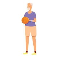ativo Senior basquetebol ícone desenho animado vetor. humano exercite-se vetor
