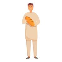 homem levar quente pão ícone desenho animado vetor. pão Produção fábrica vetor