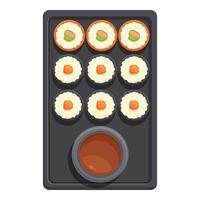 Sushi com vermelho molho ícone desenho animado vetor. correio velozes Entrega vetor