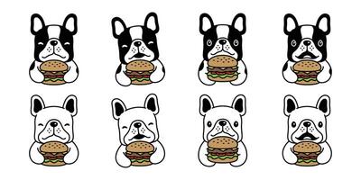 cachorro vetor francês buldogue Hamburger Comida ícone desenho animado personagem símbolo ilustração Projeto