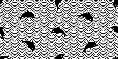 peixe desatado padronizar golfinho vetor atum Japão onda Tubarão salmão rabisco ícone desenho animado oceano mar cachecol isolado repetir papel de parede telha fundo ilustração Projeto