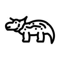 triceratops dinossauro animal linha ícone vetor ilustração