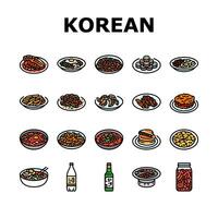 coreano cozinha Comida ásia ícones conjunto vetor