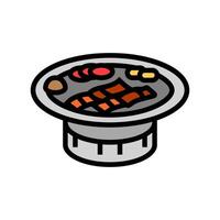 coreano churrasco grade cozinha cor ícone vetor ilustração