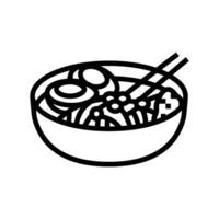 Ramyeon Macarrão coreano cozinha linha ícone vetor ilustração