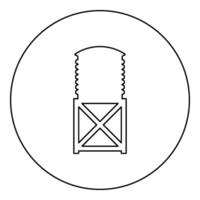 água torre tanque armazenamento industrial construção ícone dentro círculo volta Preto cor vetor ilustração imagem esboço contorno linha fino estilo