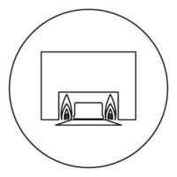 crematório cremação processo do cremação crematório equipamento ícone dentro círculo volta Preto cor vetor ilustração imagem esboço contorno linha fino estilo