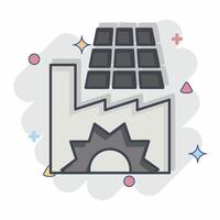 ícone solar alimentado fábrica. relacionado para solar painel símbolo. quadrinho estilo. simples Projeto ilustração. vetor