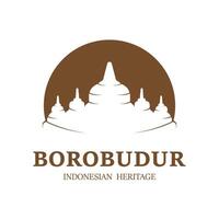 simples borobudur têmpora logotipo vetor projeto, stupa do borobudur pedra têmpora indonésio herança silhueta logotipo Projeto